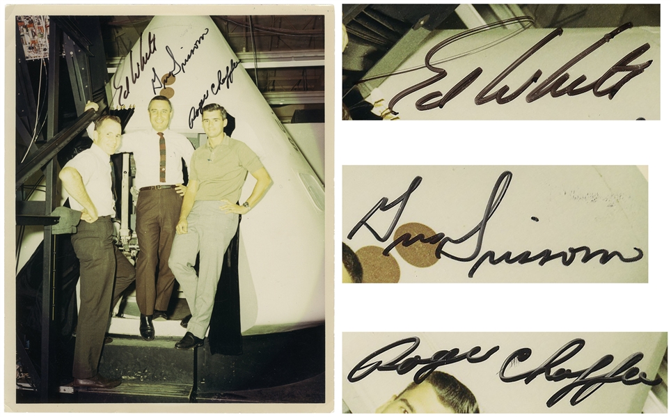 Apollo 1 Signed 8'' x 10'' Photo by Ed White, Gus Grissom and Roger Chaffee